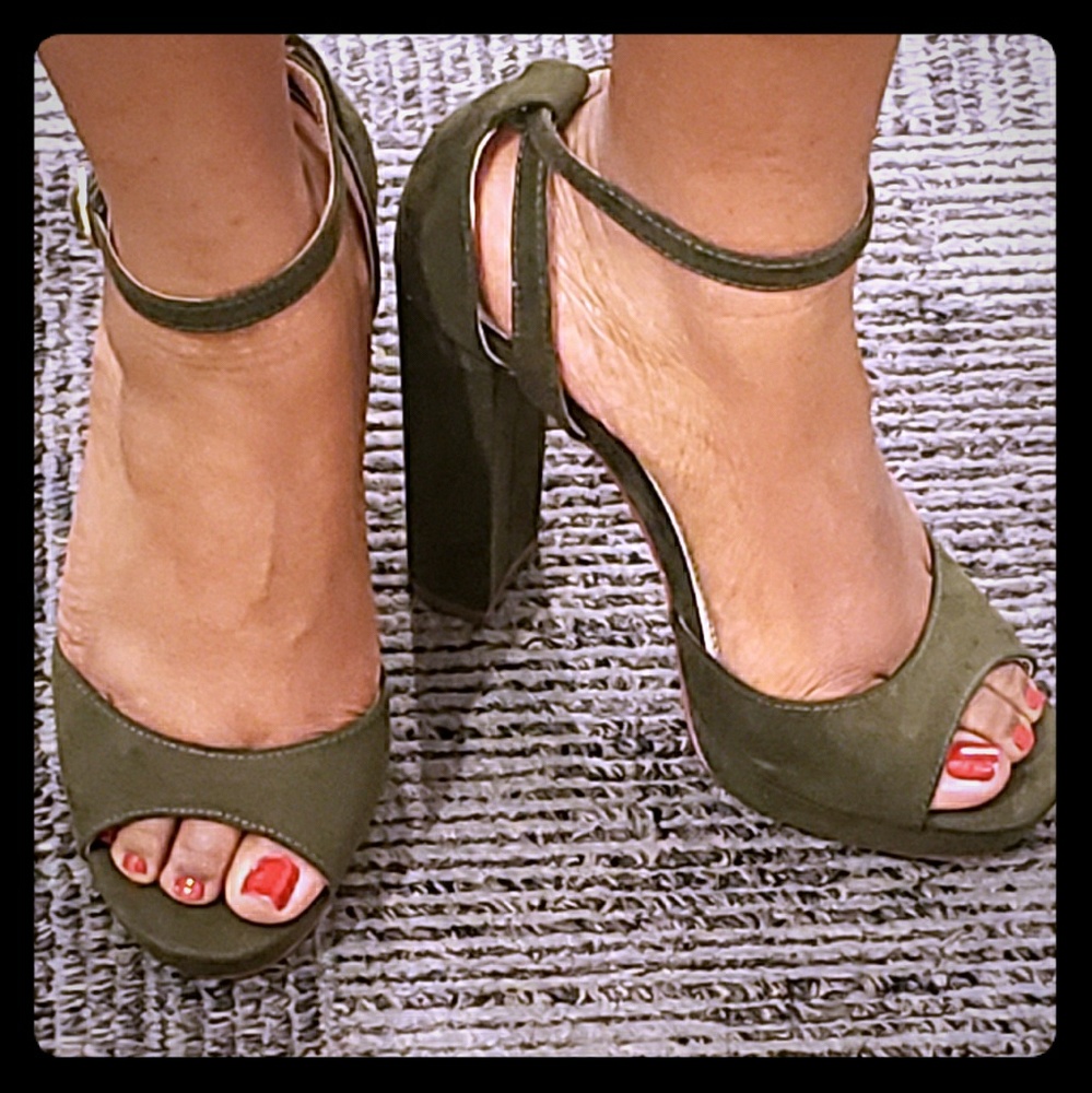Olive Suede Heels